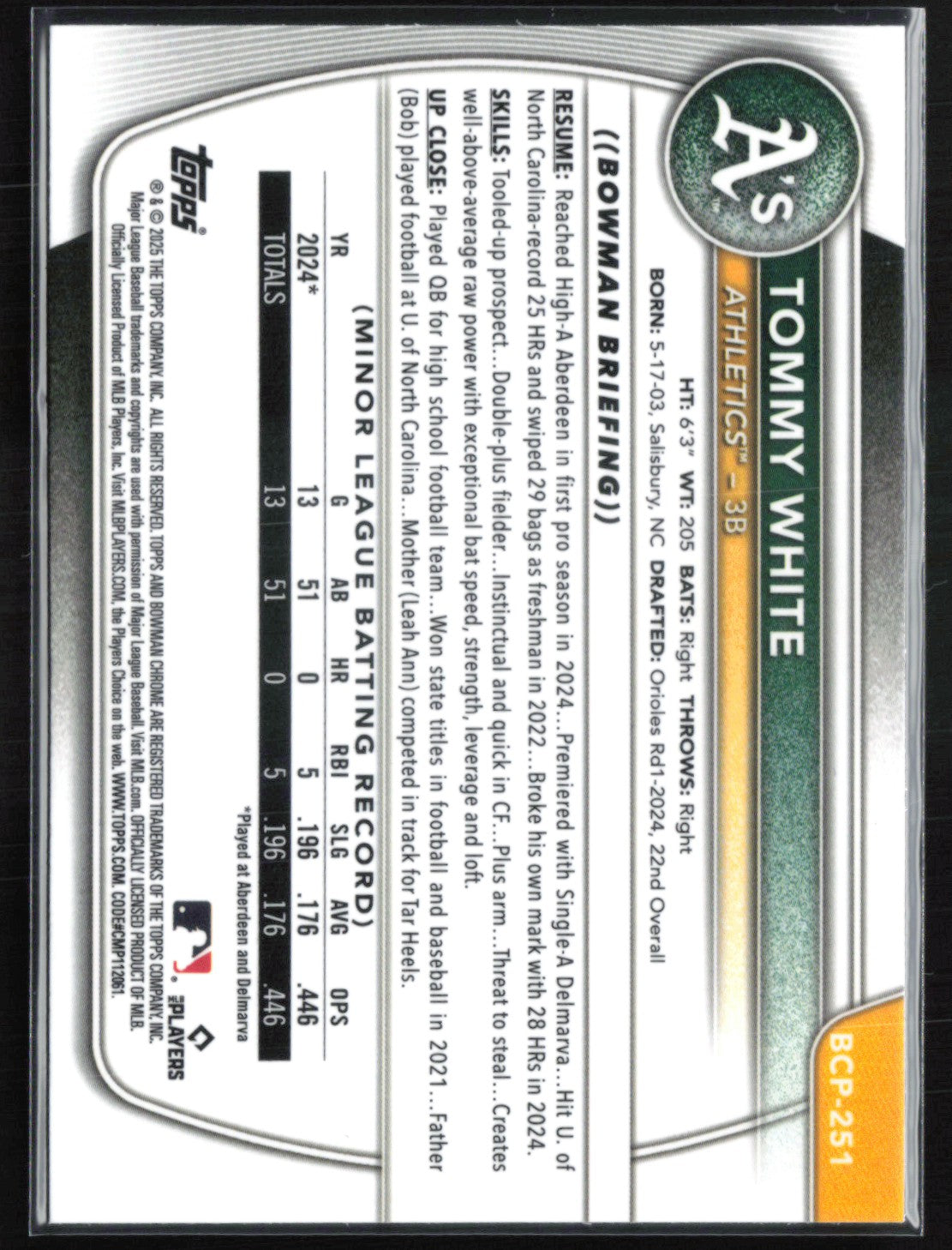 Tommy White 1st Bowman