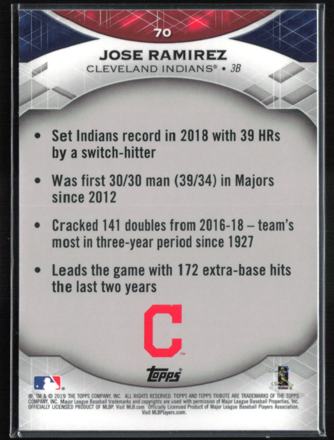 Jose Ramirez /99 Green 2019 Topps Tribute