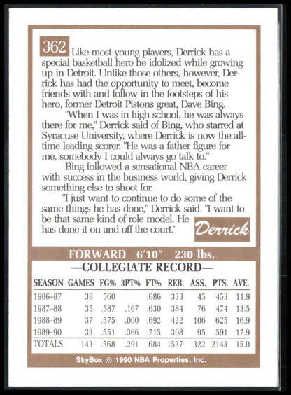 Derrick Coleman 1990 SkyBox