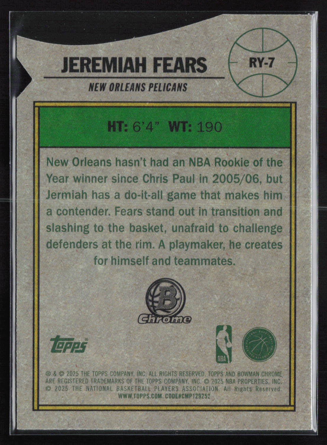 Jeremiah Fears RC Die-Cut