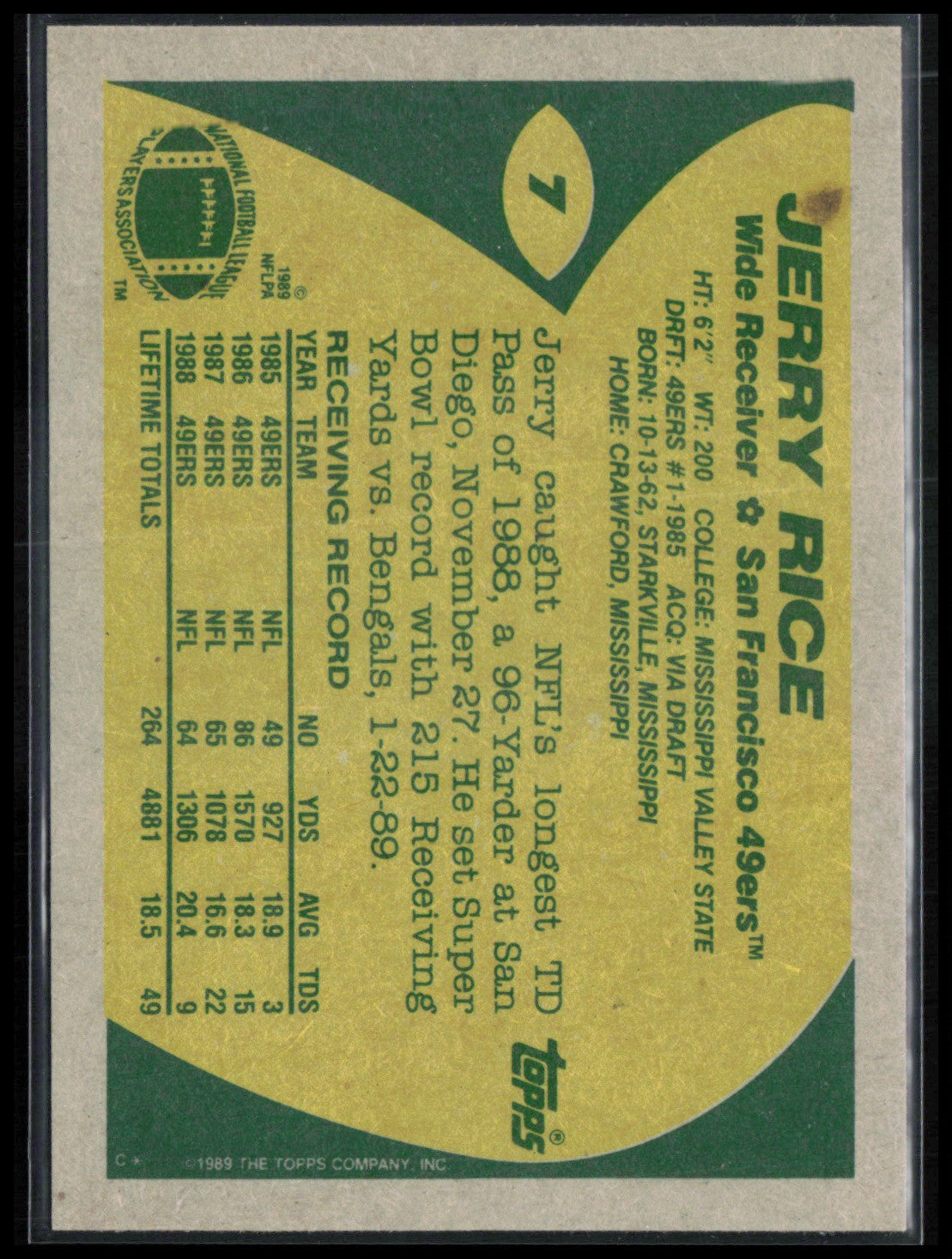 Jerry Rice 1989 Topps