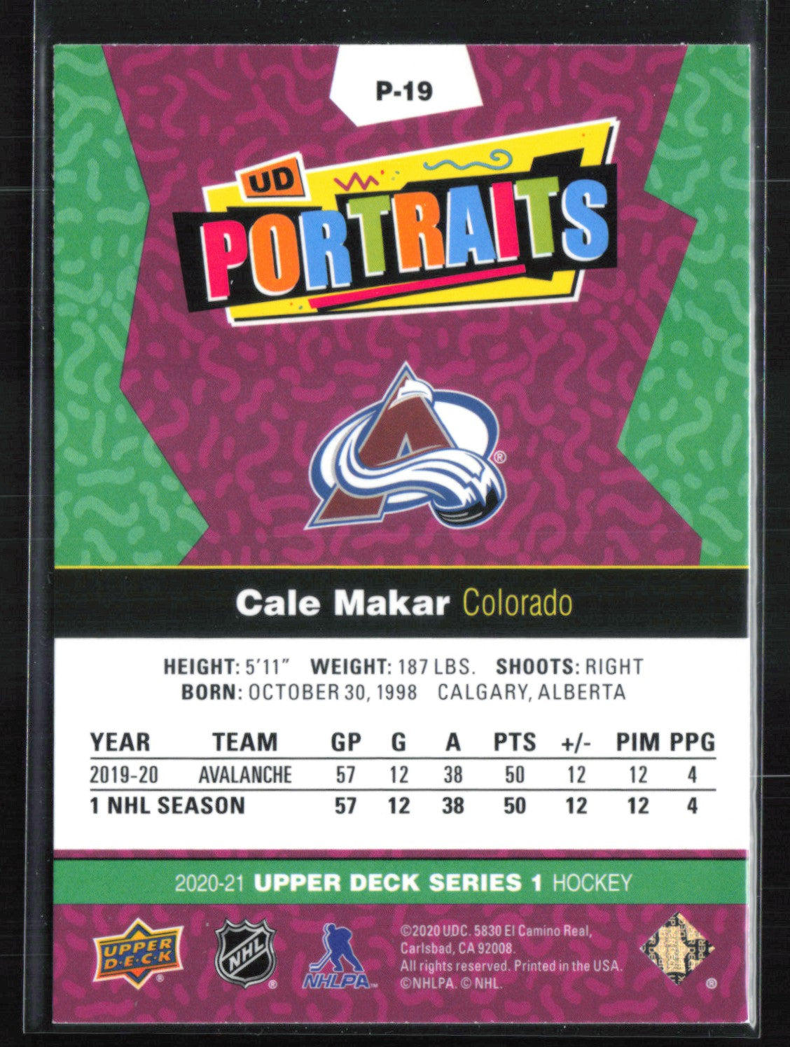 Cale Makar UD Portraits