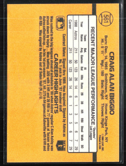 Craig Biggio 1989 Donruss