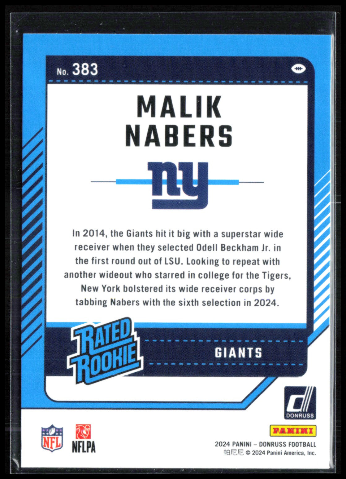 Malik Nabers RC Rated Rookie