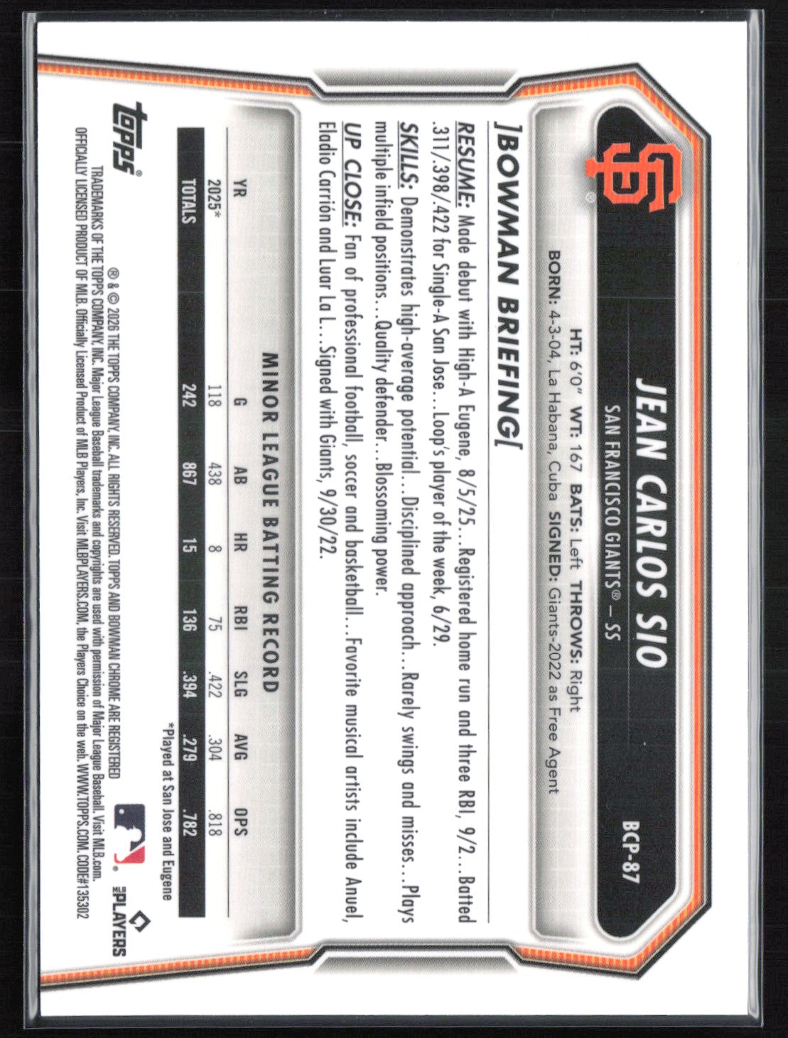 Jean Carlos Sio 1st Bowman Reptilian Refractor