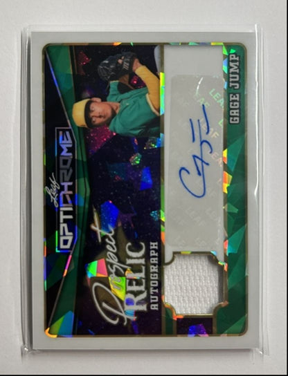 Gage Jump /6 Auto Relic Prospect Relic Autograph 2025 Leaf Optichrome