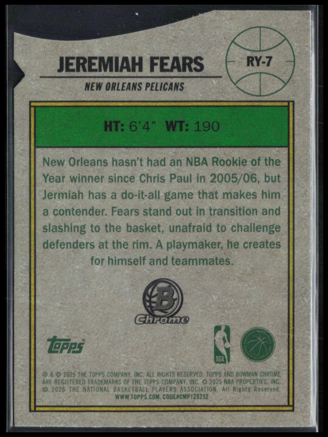 Jeremiah Fears RC Die-Cut