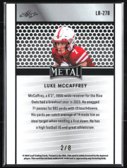 Luke McCaffrey XRC /8 Leaf Metal
