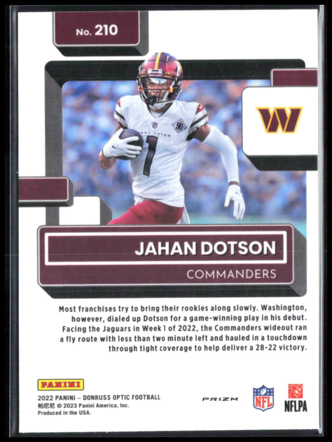 Jahan Dotson RC Purple Shock