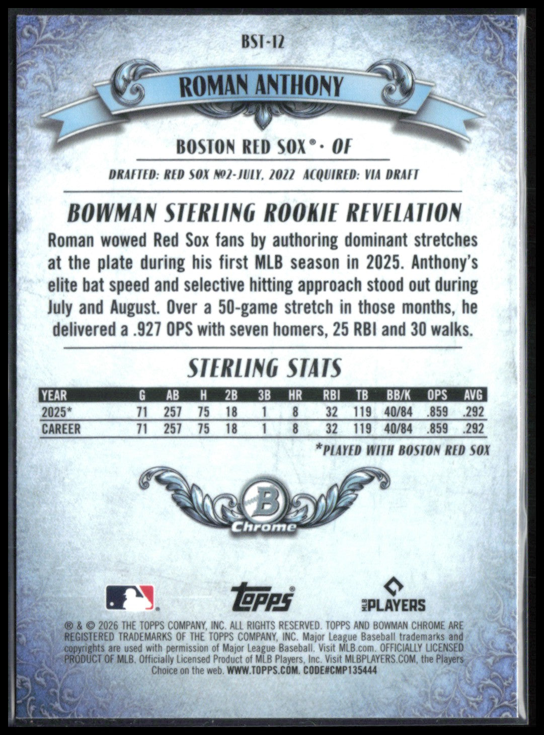Roman Anthony RC Bowman Sterling