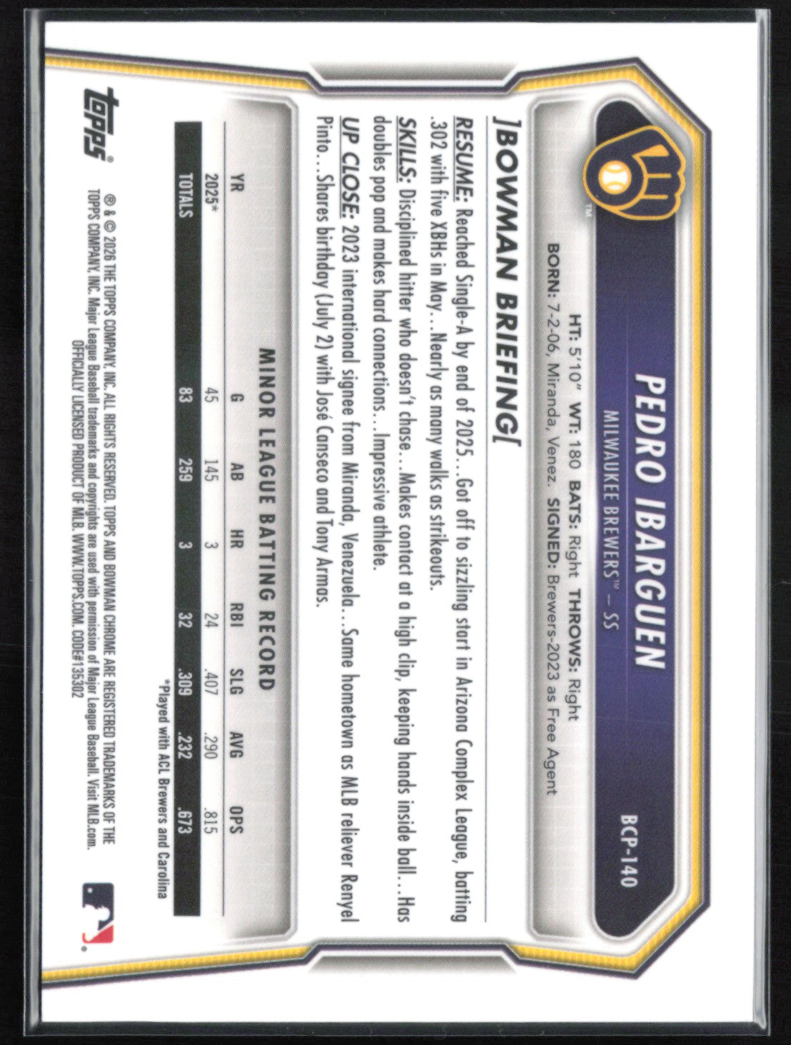Pedro Ibarguen 1st Bowman Reptilian Refractor