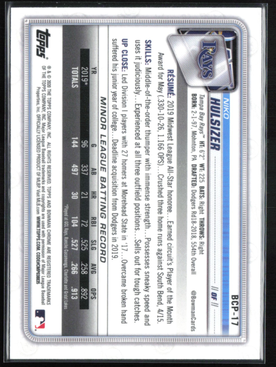 Niko Hulsizer 1st Bowman Mojo