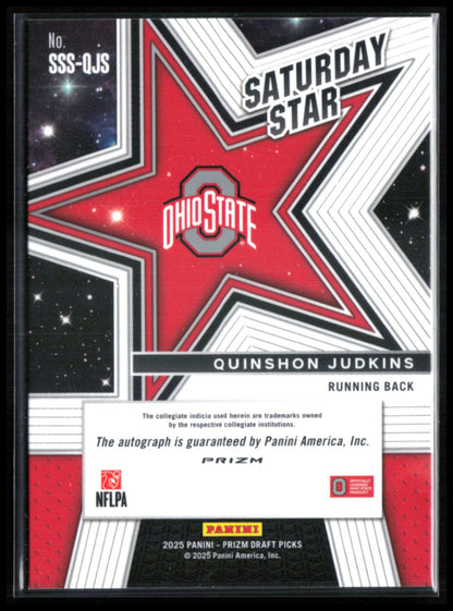 Quinshon Judkins RC Auto Saturday Star Silver