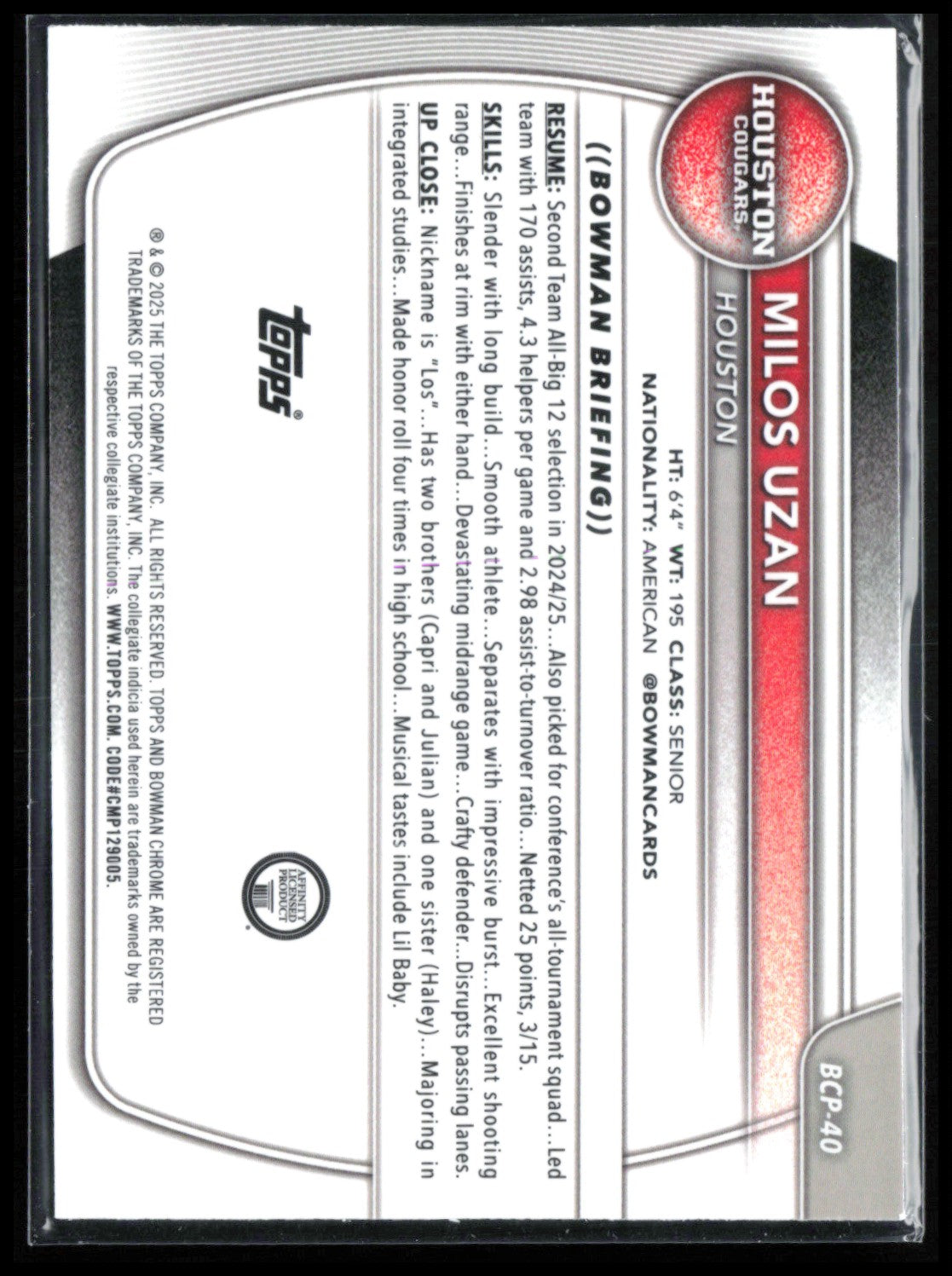 Milos Uzan 1st Bowman Mojo