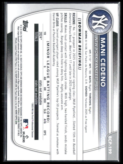 Mani Cedeno 1st Bowman Mojo