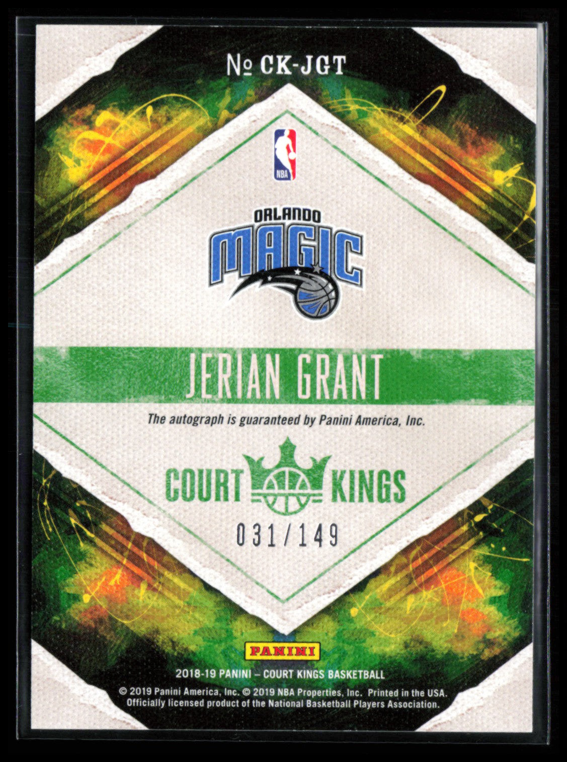 Jerian Grant Auto /149 2018-19 Court Kings