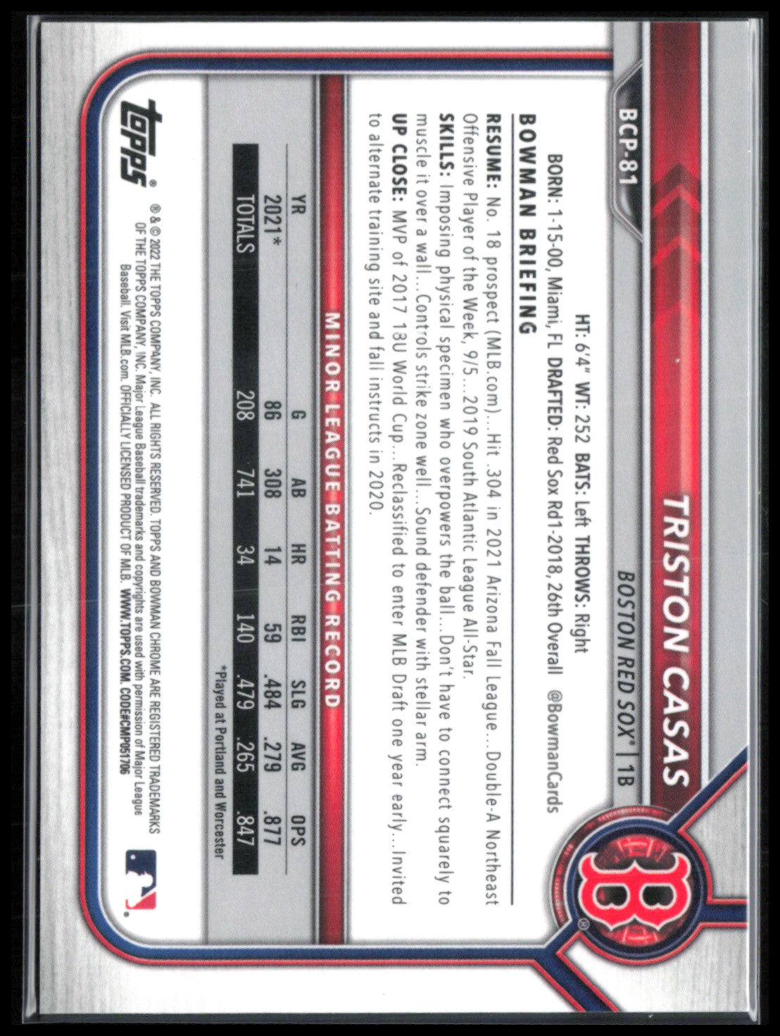 Triston Casas Mini Diamond Prospects