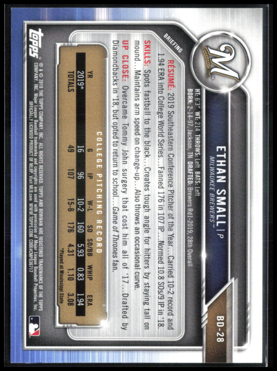 Ethan Small 1st Bowman /499