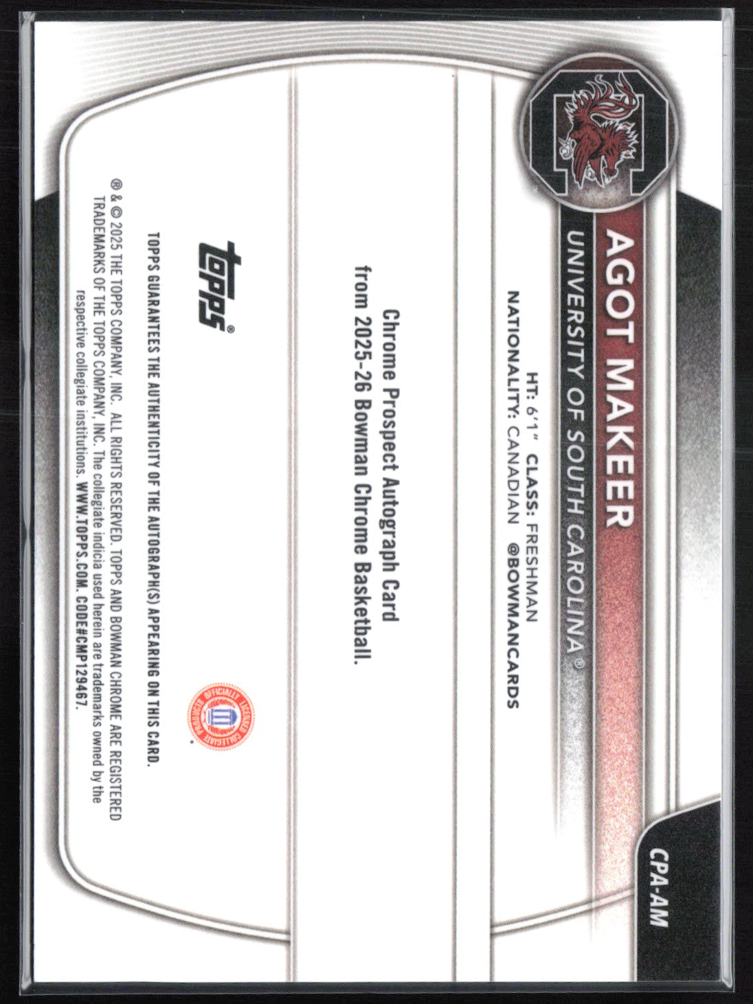 Agot Makeer 1st Bowman Auto Blue Checker /150