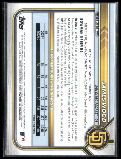 James Wood 1st Bowman Chrome