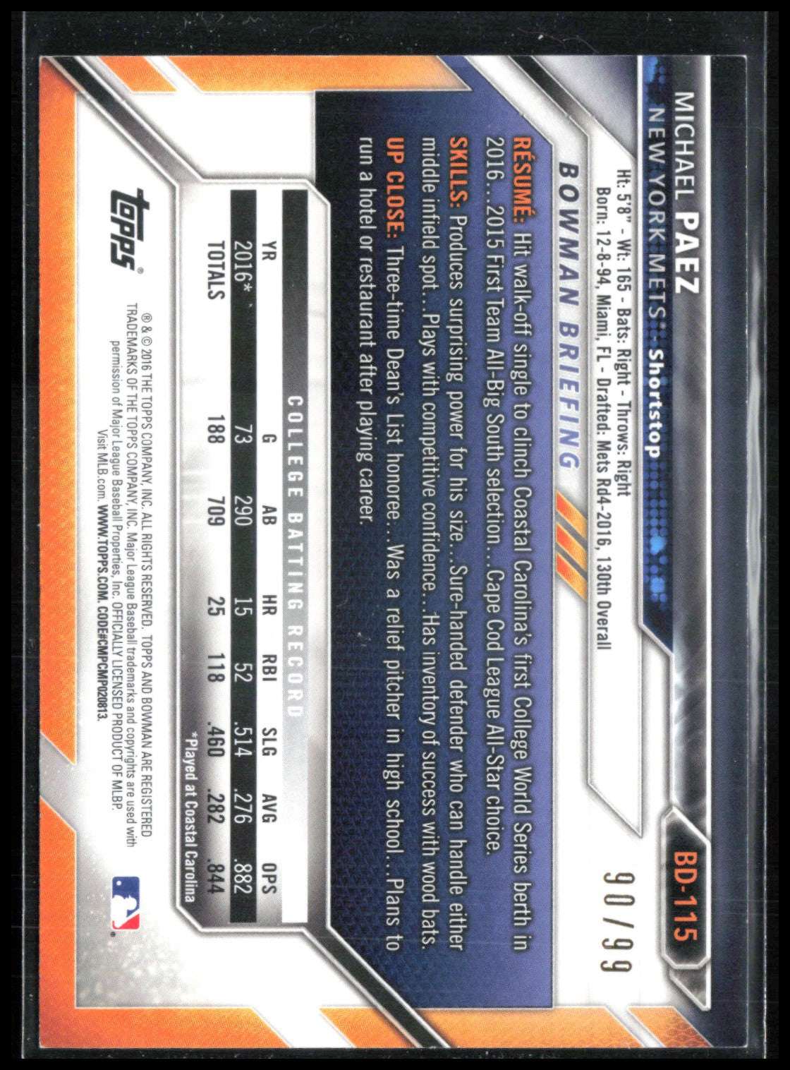Michael Paez 1st Bowman Green /99