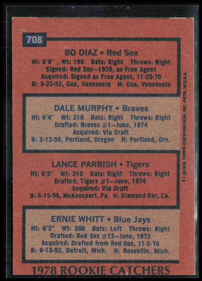 Rookie Catchers - Bo Diaz/Dale Murphy/Lance Parrish/Ernie Whitt
