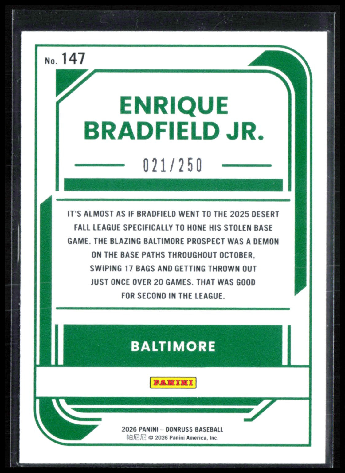 Enrique Bradfield Jr Rated Prospect Stars