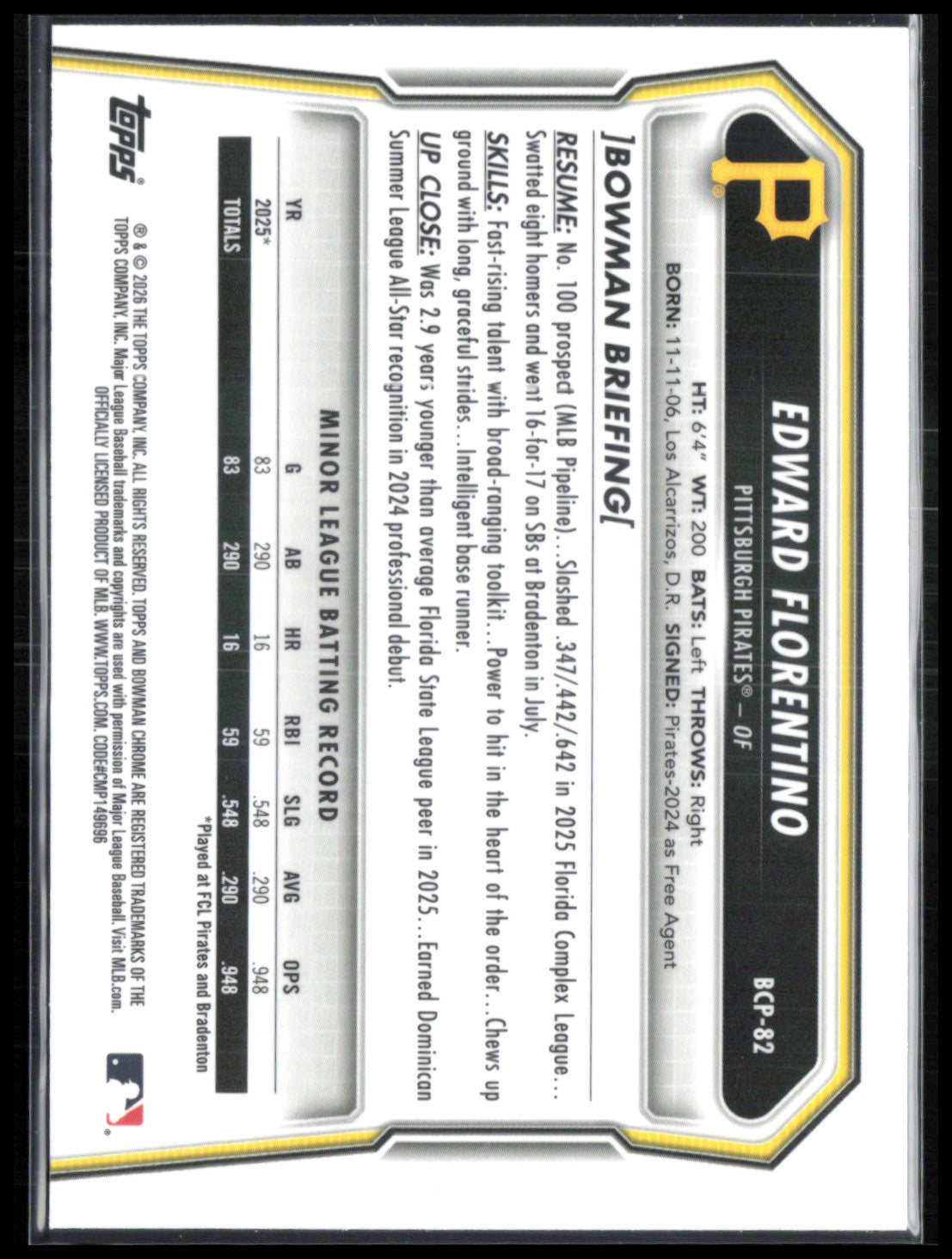 Edward Florentino 1st Bowman Mojo