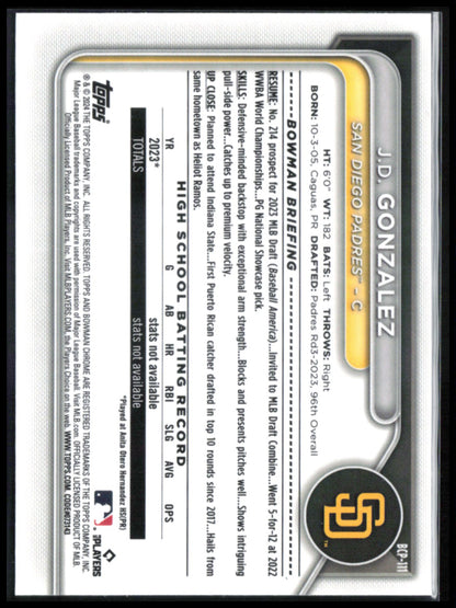 J.D. Gonzalez 1st Bowman Sapphire