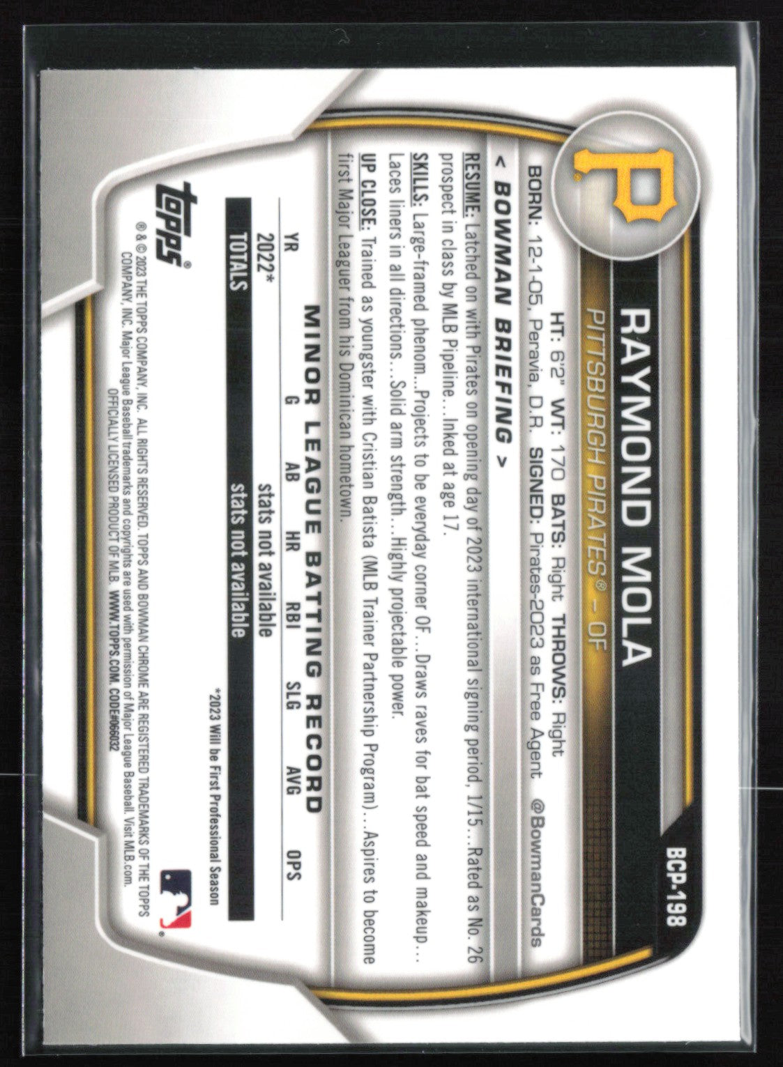 Raymond Mola 1st Bowman Moj
