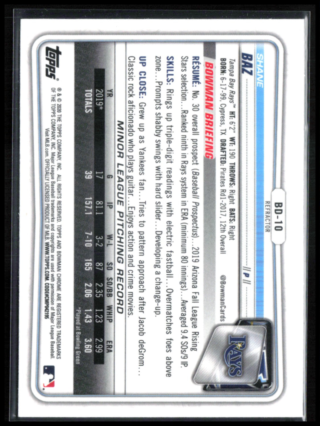 Shane Baz Refractor Prospects