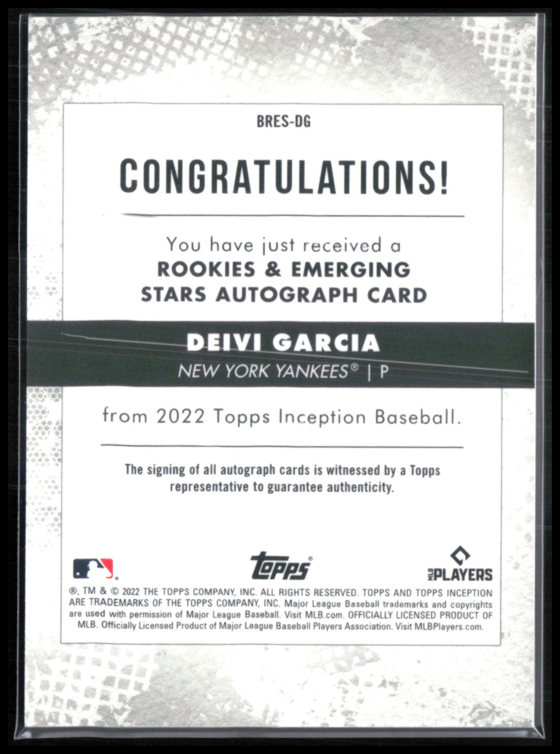 Deivi Garcia Auto /299 2022 Topps Inception