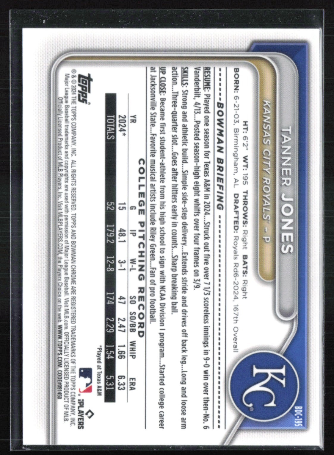 Tanner Jones 1st Bowman