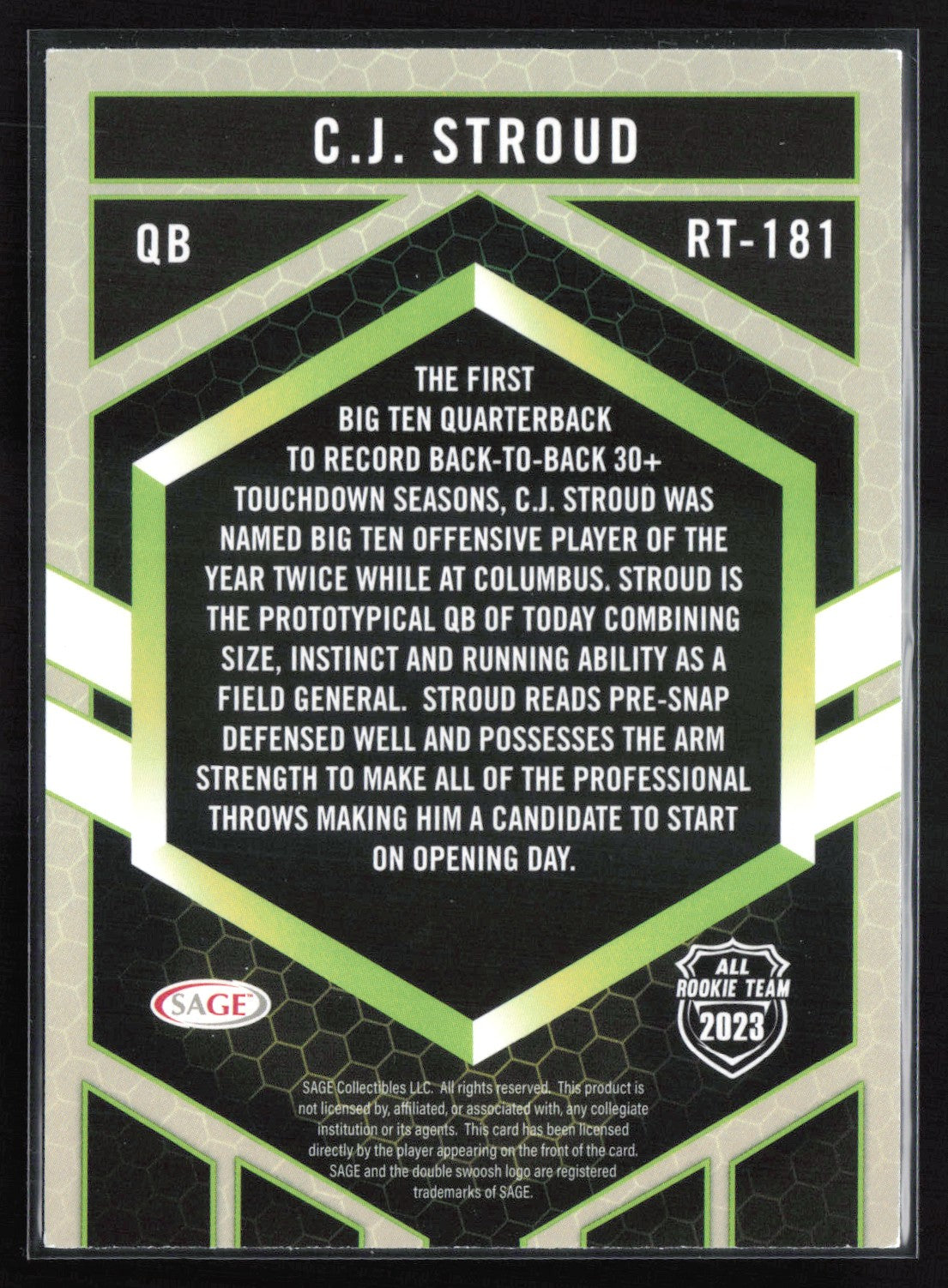 C.J. Stroud Sage All Rookie Team