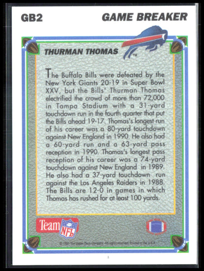 Thurman Thomas  Game Breakers Hologram