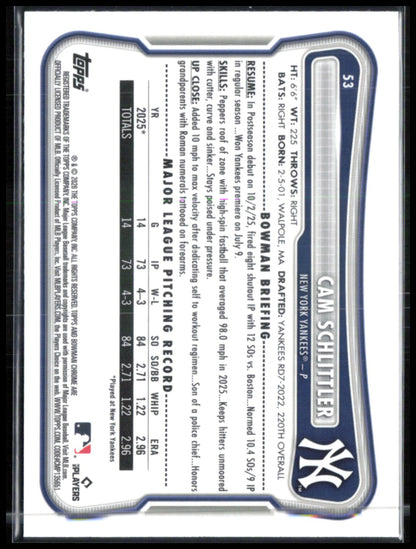 Cam Schlittler RC Mojo 2026 Bowman