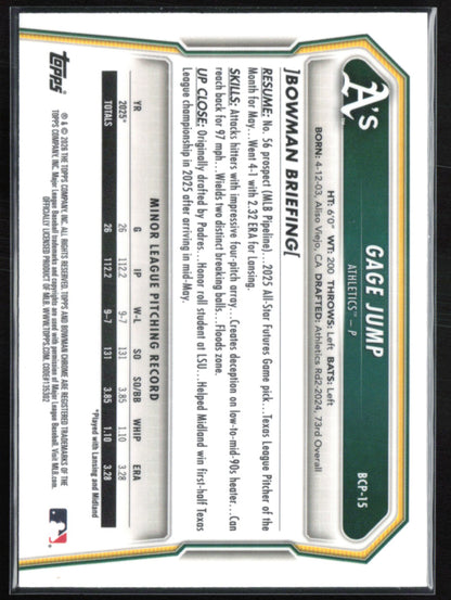 Gage Jump 1st Bowman Chrome