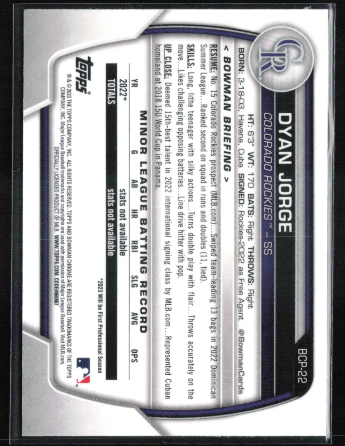 Dyan Jorge 1st Bowman Mojo