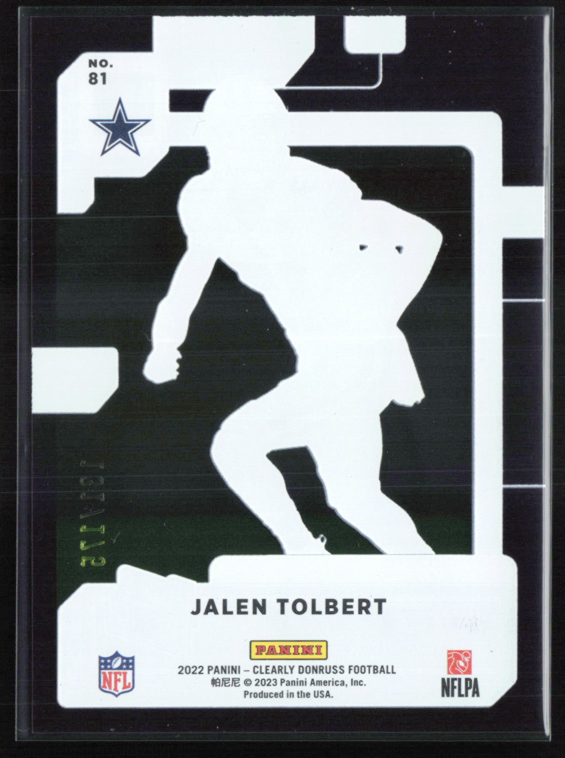 Jalen Tolbert RC /175 Rated Rookie Clearly