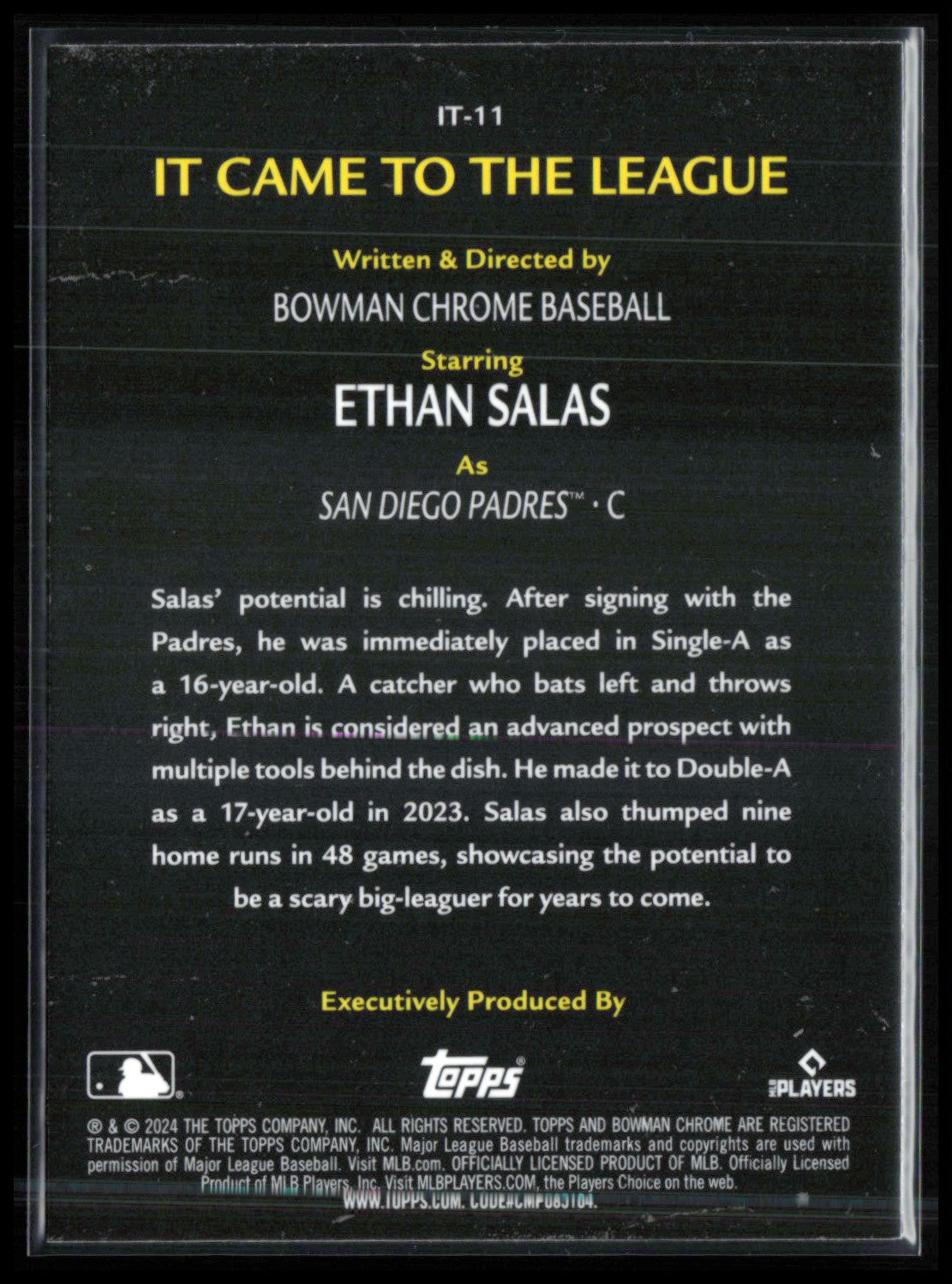 Ethan Salas Prospects It Came To the League
