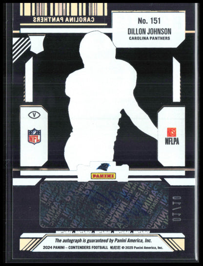 Dillon Johnson RC Auto 01/10 2025 Contenders