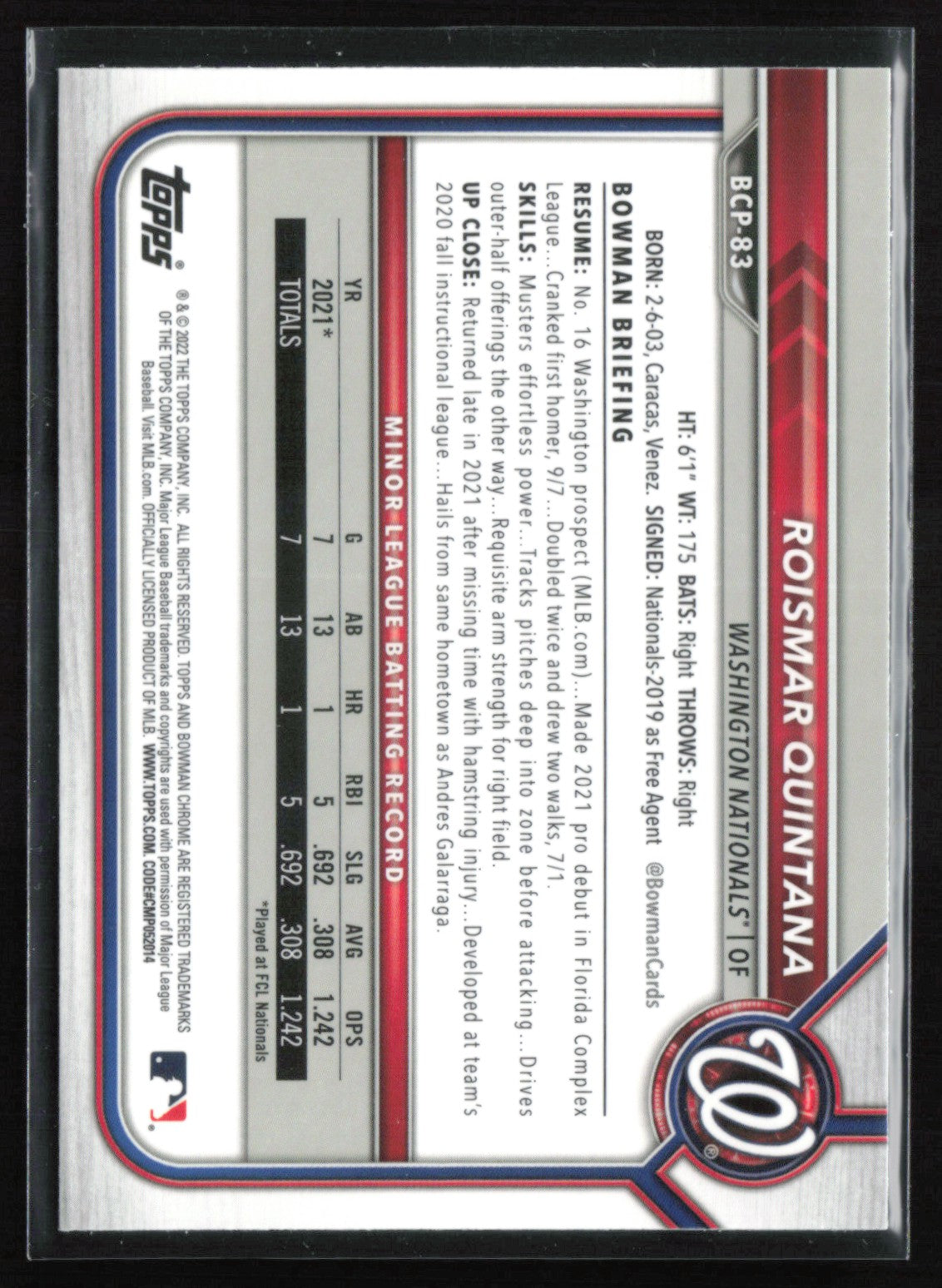 Roismar Quintana 1st Bowman Mojo