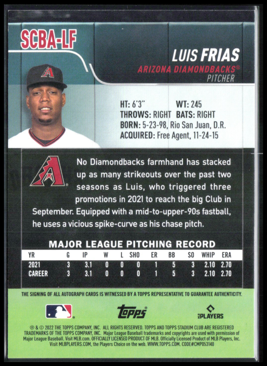 Luis Frias RC Auto 2022 Stadium Club