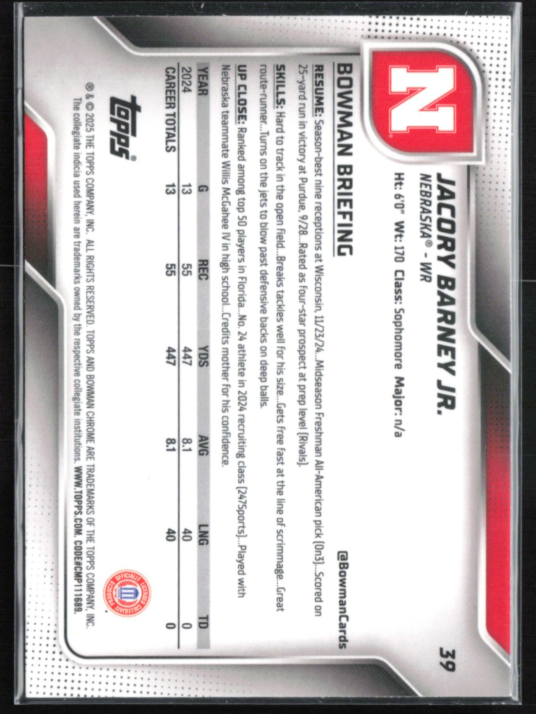 Jacory Barney Jr 1st Bowman Fuchsia Mini Diamond /225