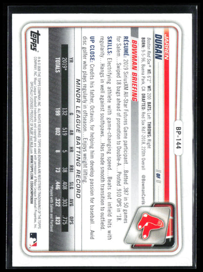 Jarren Duran 1st Bowman