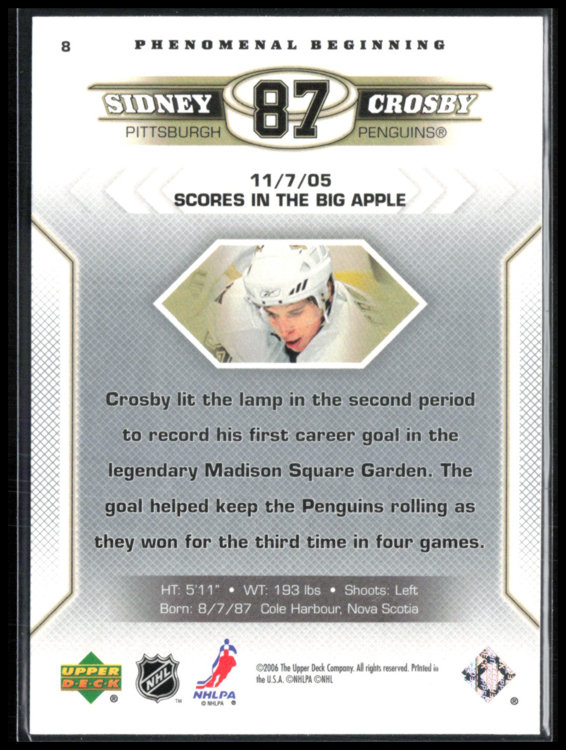 Sidney Crosby Phenomenal Beginning 2005 UD