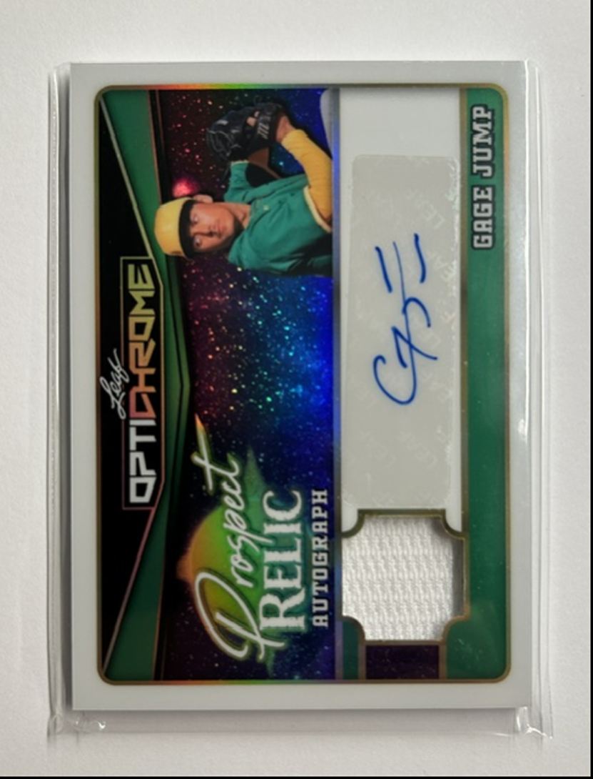 Gage Jump /6 Auto Relic Prospect Relic Autograph 2025 Leaf Optichrome
