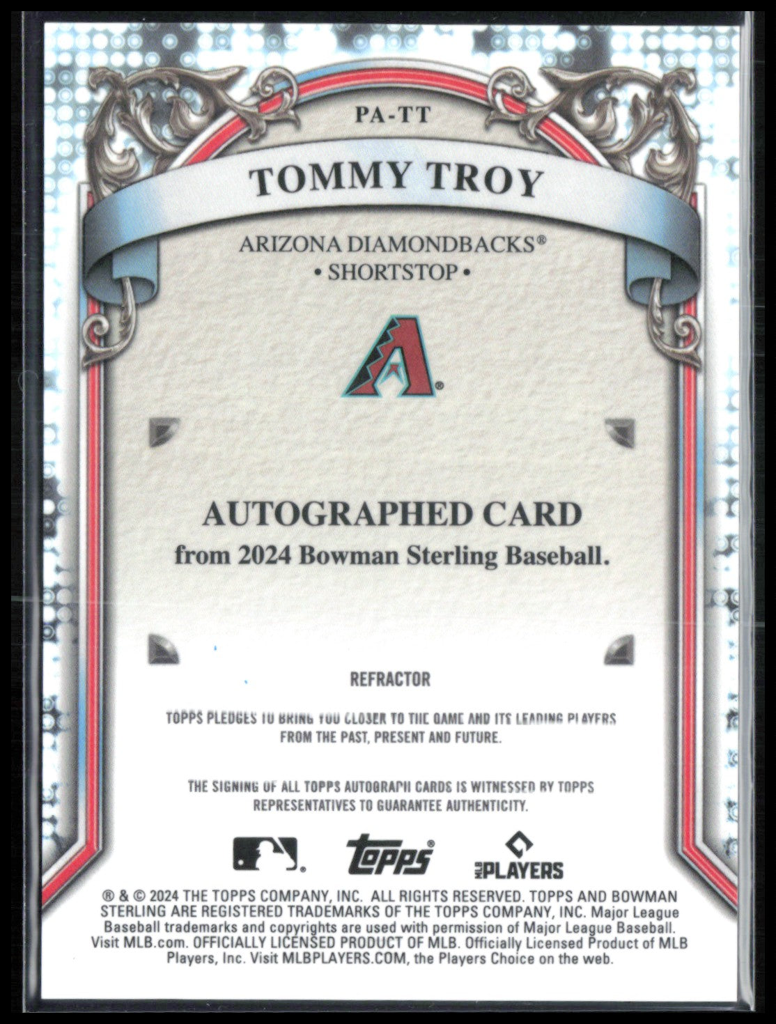 Tommy Troy Auto Refractor 2024 Bowman Sterling