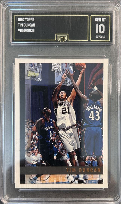 Tim Duncan RC 1997 Topps #115 GMA 10