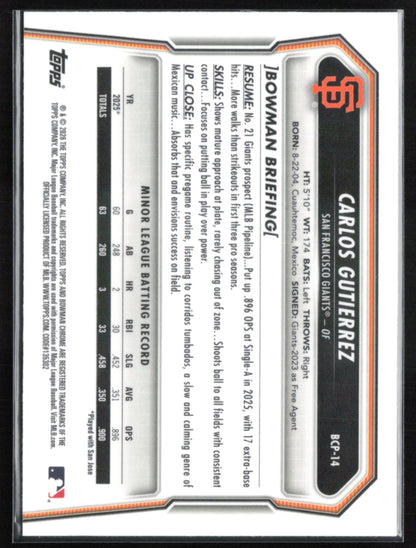 Carlos Gutirrez 1st Bowman Chrome